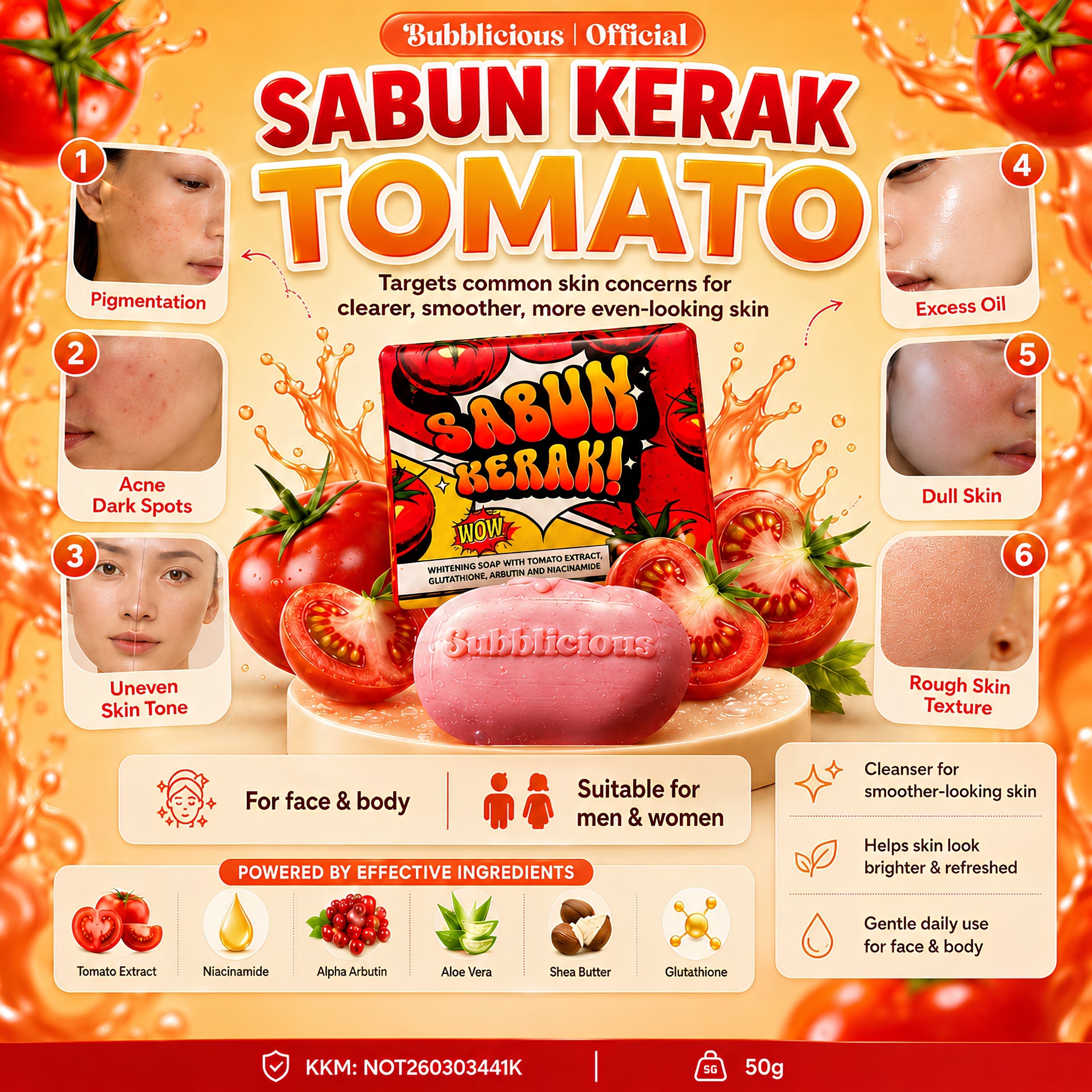 Sabun Kerak - Tomato Whitening Soap