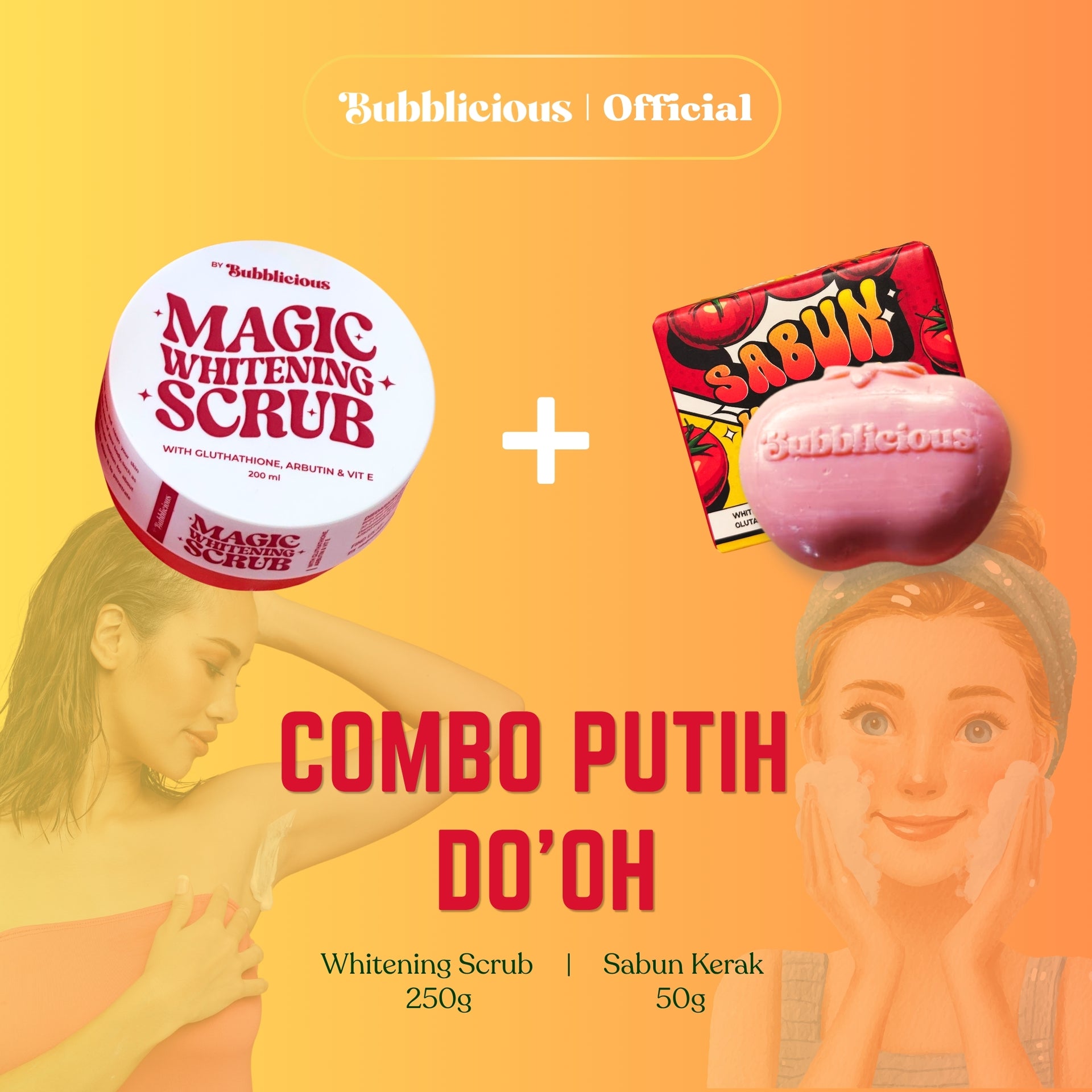 Combo Putih Do'oh (Magic Whitening Scrub & Tomato Soap)